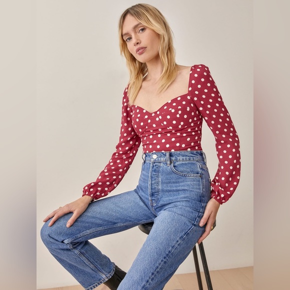 Reformation Reign Top in Campari size 8 - Picture 4 of 8